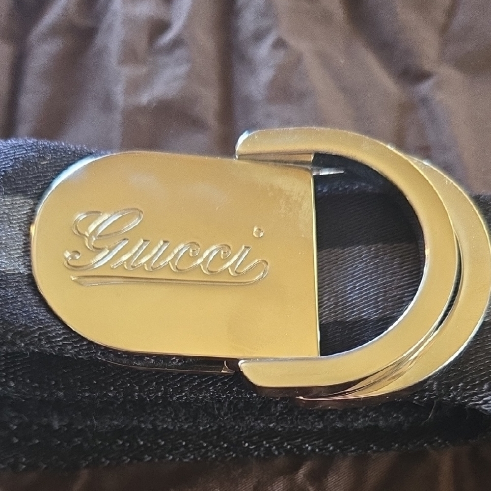 Gucci Black & grey Belt with cbrome Clasp - Picture 11 of 13